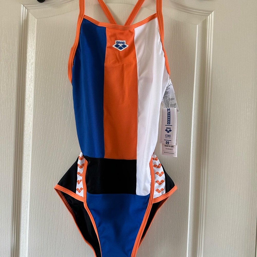 ARENA Performance Icons Panel Women's Swimsuit Super FlT Back 38 NWT - Picture 6 of 7